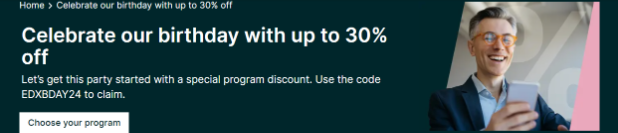 30% Off With The edX Birthday Discount