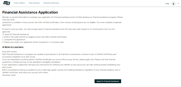 90% Off With edX Financial Assistance