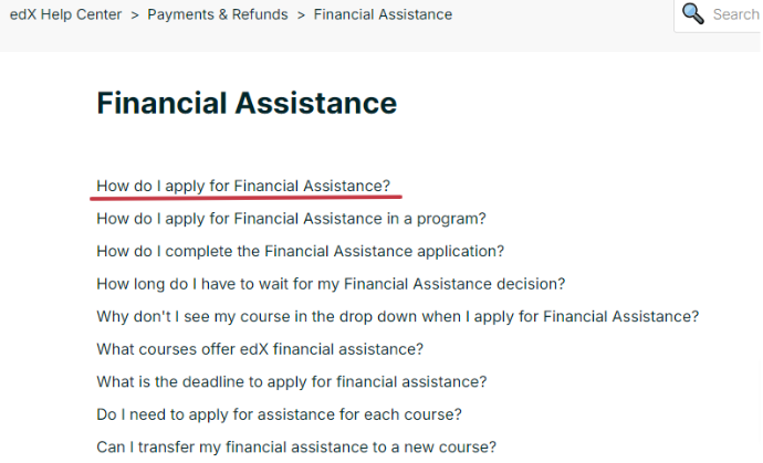 Select the How do I apply for Financial Assistance 